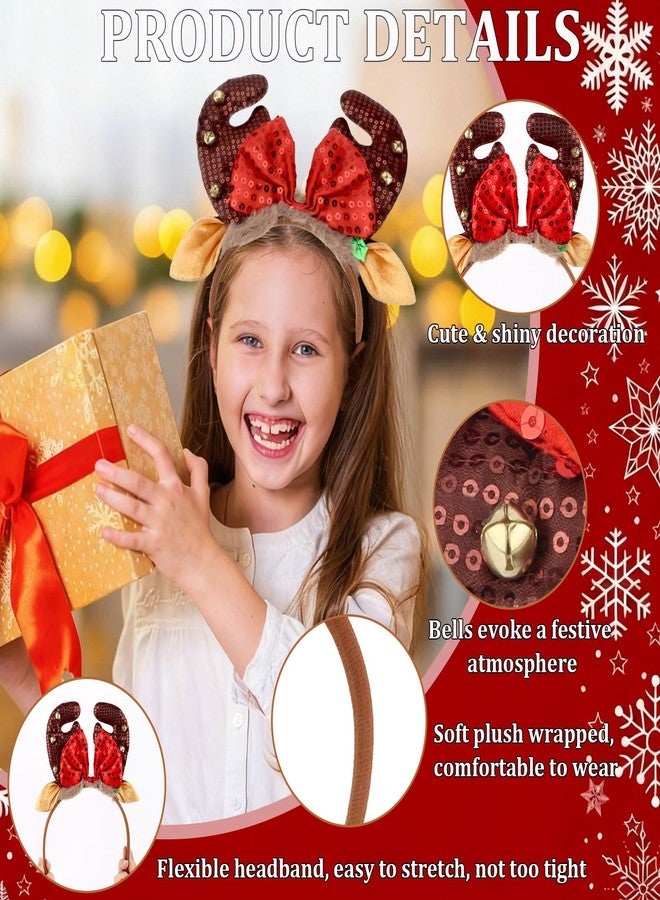 Wecoe 3pcs Christmas Headbands Set - Reindeer Antlers & Festive Hair Accessories for Women & Girls Party Supplies - Image 4